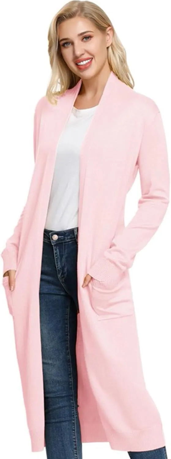 GRACE KARIN Women's 2025 Trendy Long Cardigans Sweater Lightweight Open Front Long Sleeve Maxi Duster Coats with Pockets