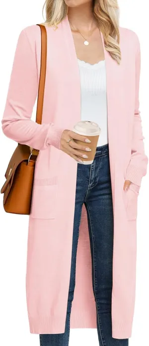 GRACE KARIN Women's 2025 Trendy Long Cardigans Sweater Lightweight Open Front Long Sleeve Maxi Duster Coats with Pockets