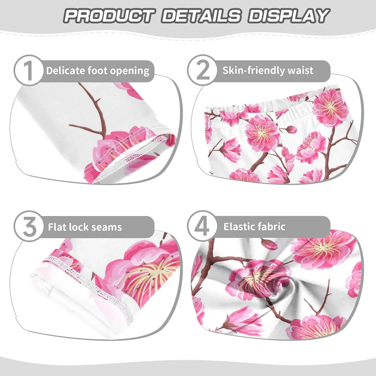 Gredecor Girls Stretch Leggings Soft Toddler Tights Pants Full Length Dance Yoga Pants Bottoms Floral Flowers (217) 4T
