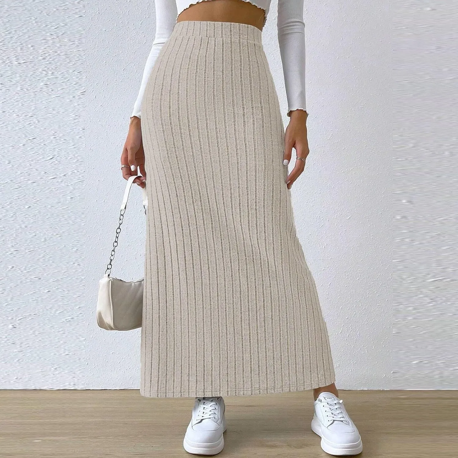 High Waisted Skirts for Women Tummy Control Split Solid Slim Fit Casual Long Skirts for Going Out Vacation Clothes