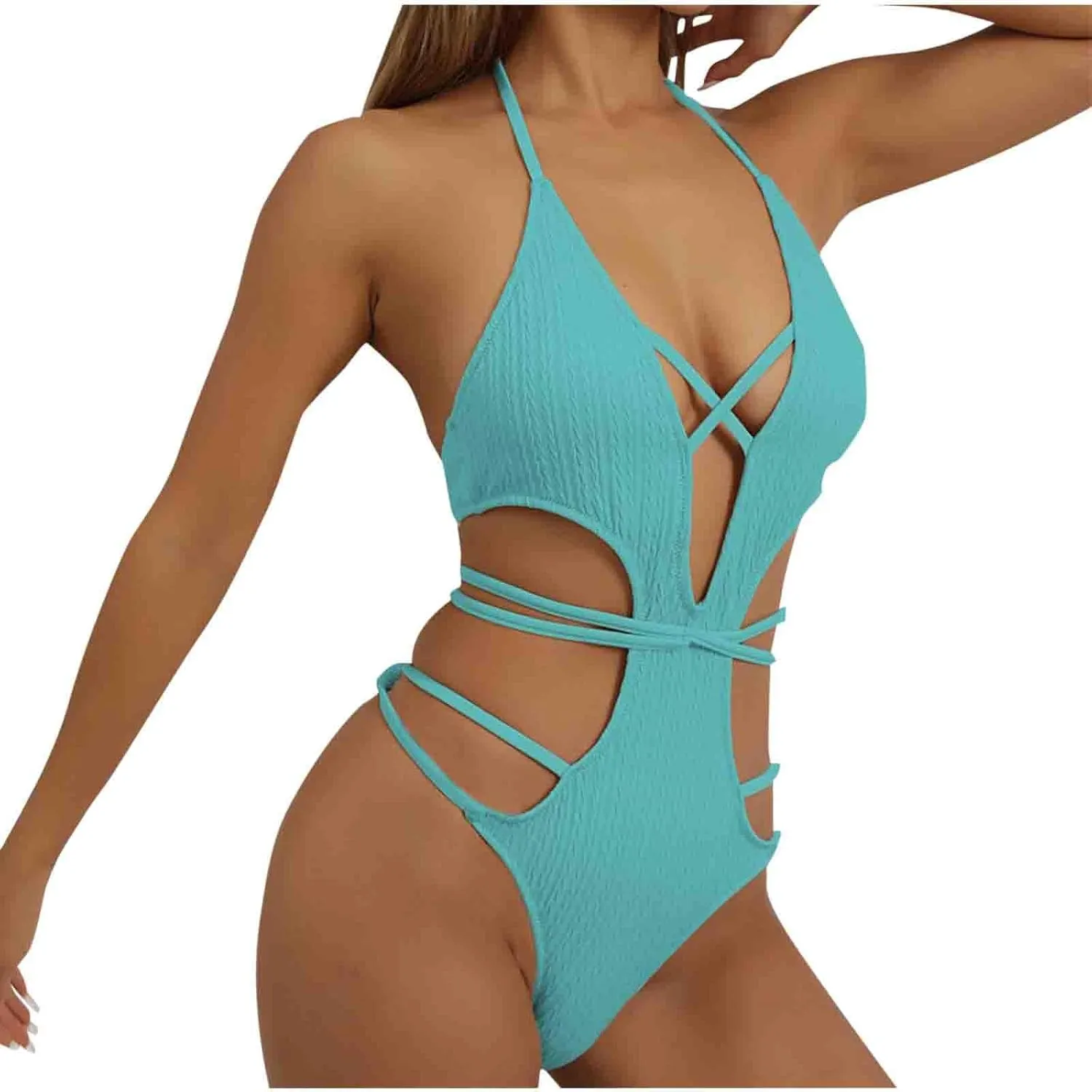 Hollow Backless One Piece Swimsuits for Women Sleeveless Tummy Control Swimwear Slimming Bathing Suits
