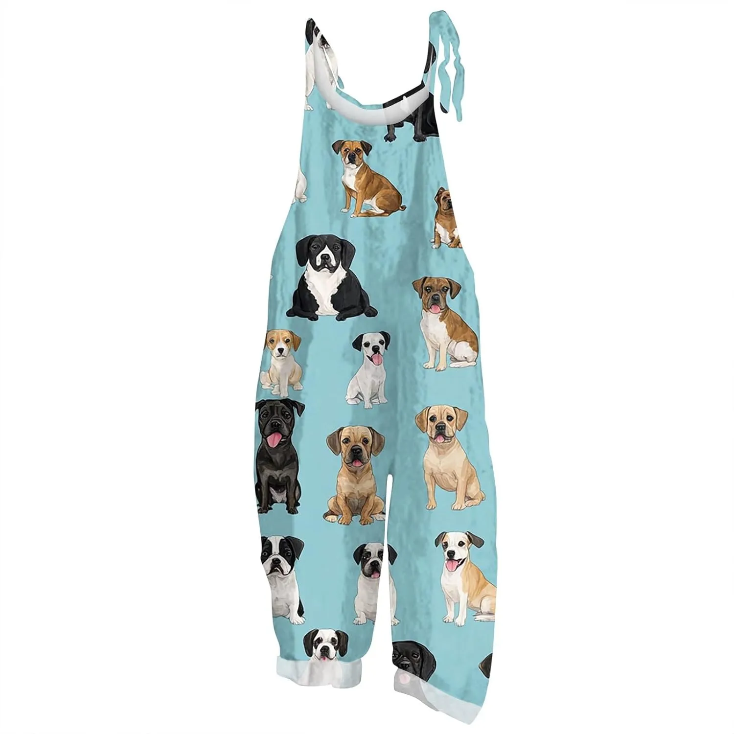 Jumpsuits for Women Casual Cute Floral Print Boho Overalls Sleeveless Adjustable Straps Loose Fit Romper Pants