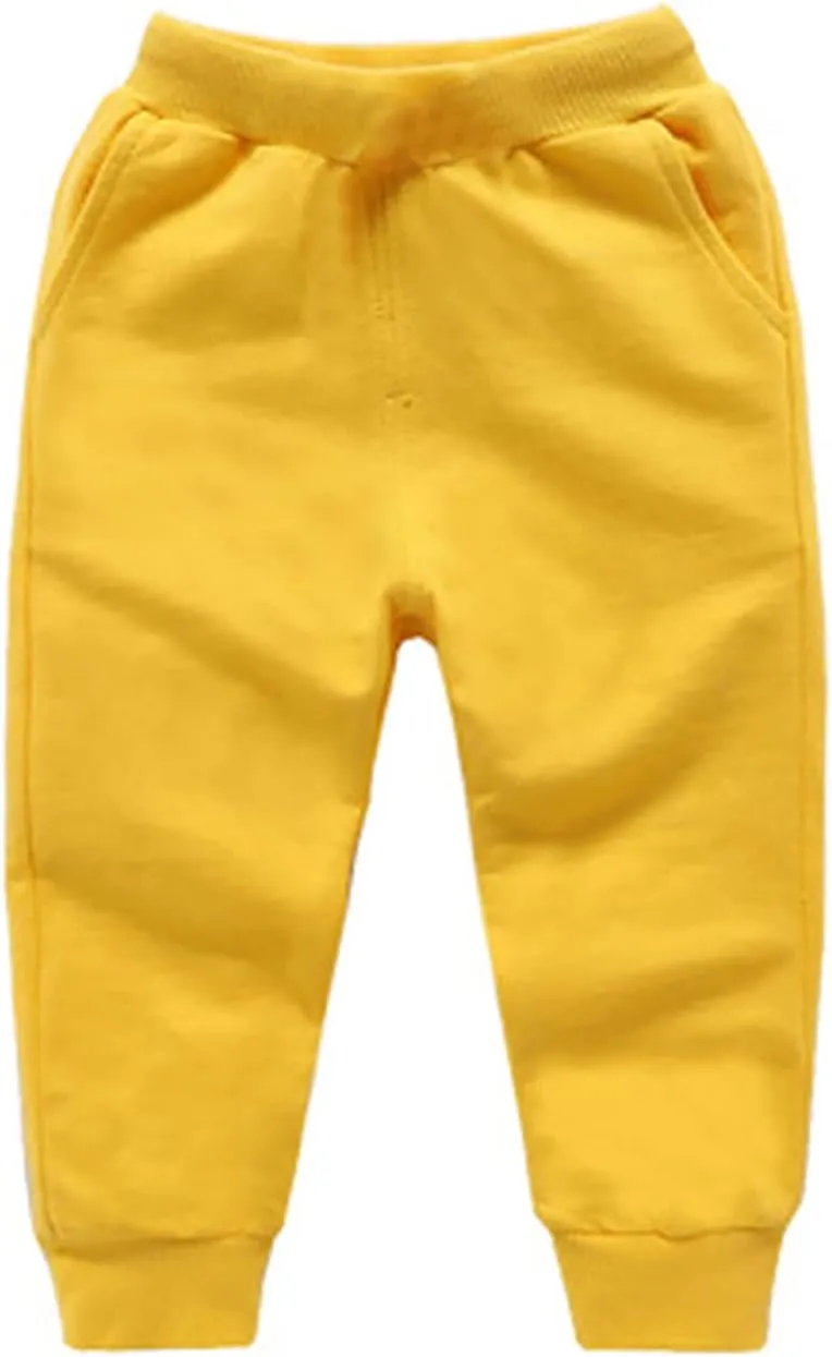Kids Boy Girl Solid Cotton Elastic Waist Winter Warm Pants Toddler Baby Bottoms Sport Jogger Sweatpants with Pocket