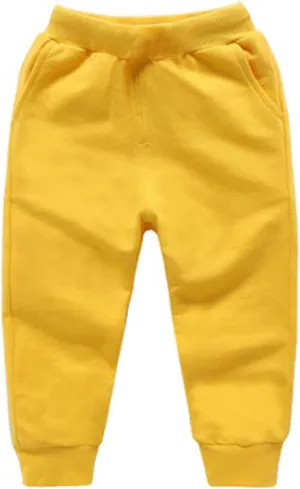 Kids Boy Girl Solid Cotton Elastic Waist Winter Warm Pants Toddler Baby Bottoms Sport Jogger Sweatpants with Pocket