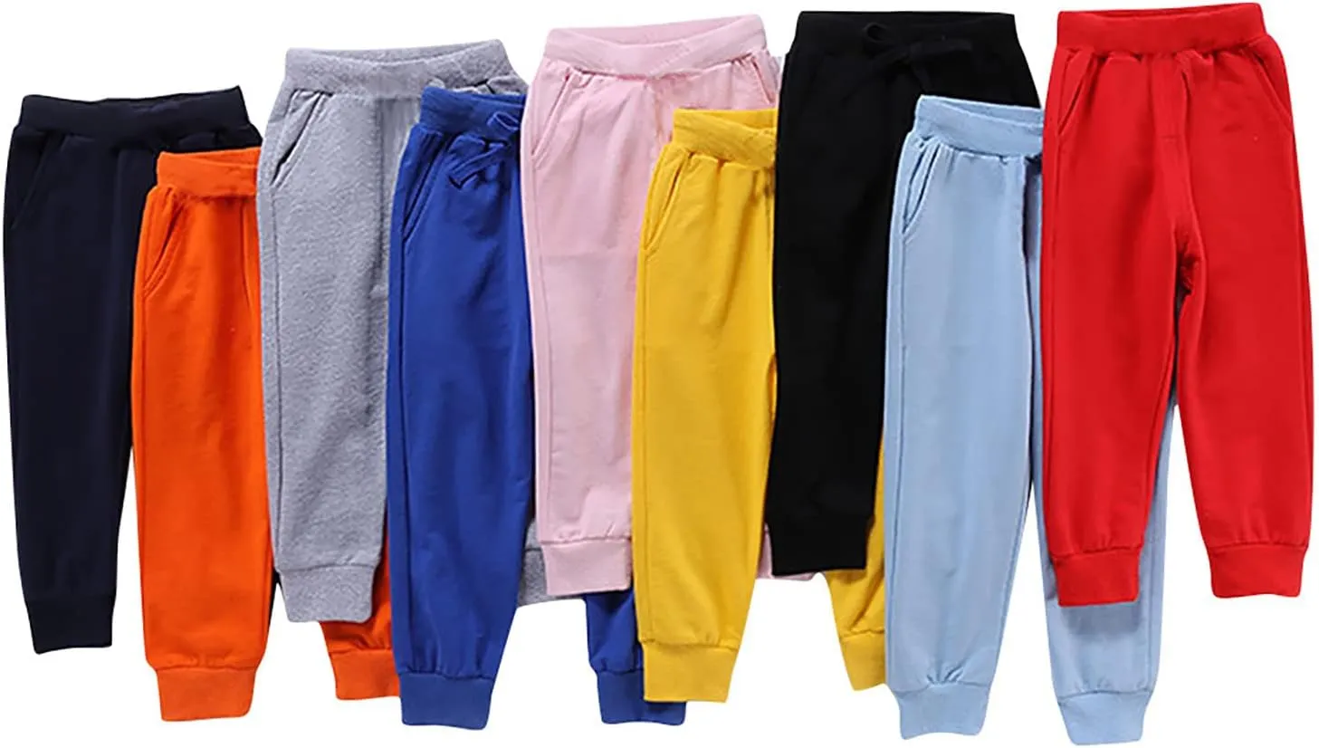 Kids Boy Girl Solid Cotton Elastic Waist Winter Warm Pants Toddler Baby Bottoms Sport Jogger Sweatpants with Pocket