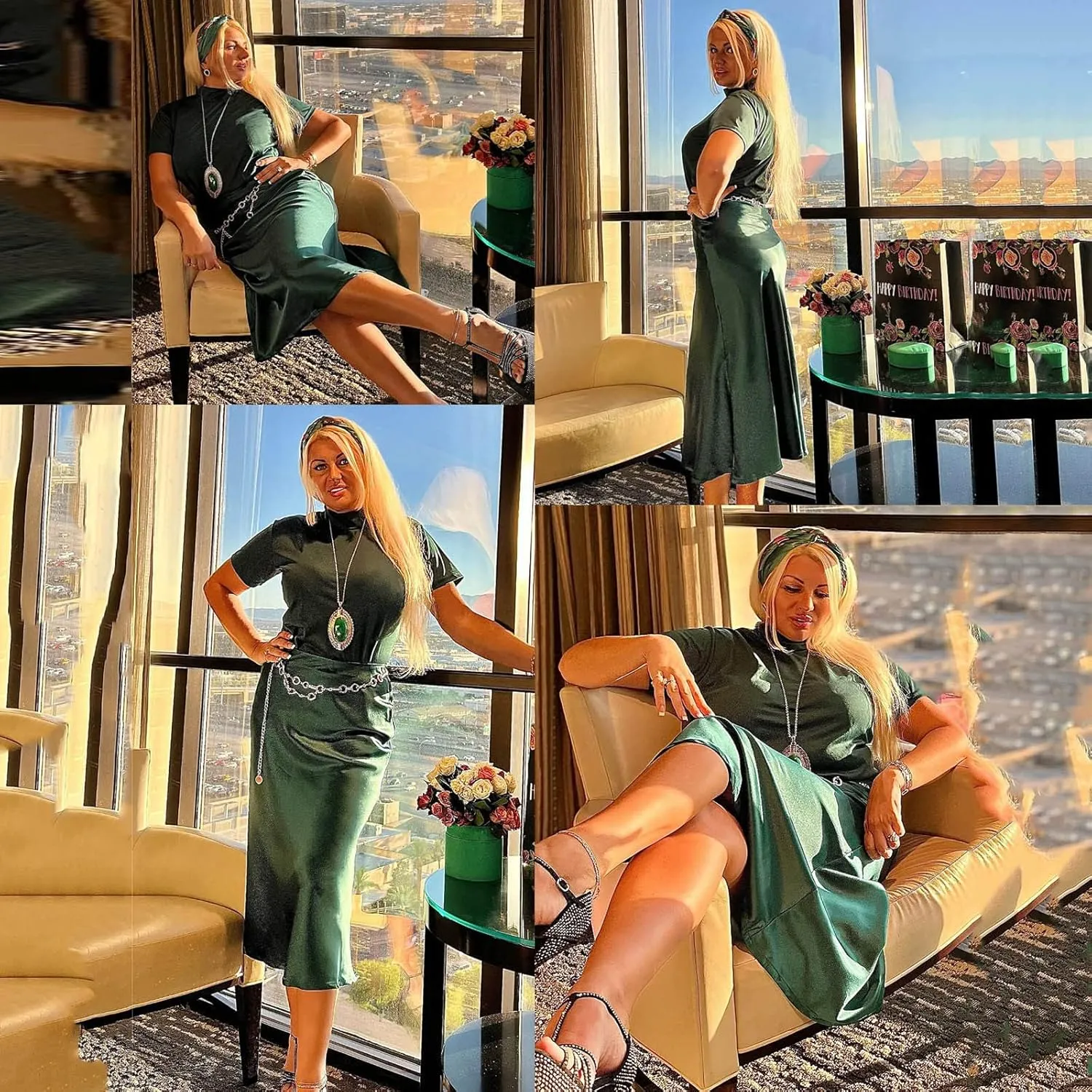 Knee Length Skirts for Women High Elastic Waist Business Satin A-Line Workout Skirts for Women Back Zipper