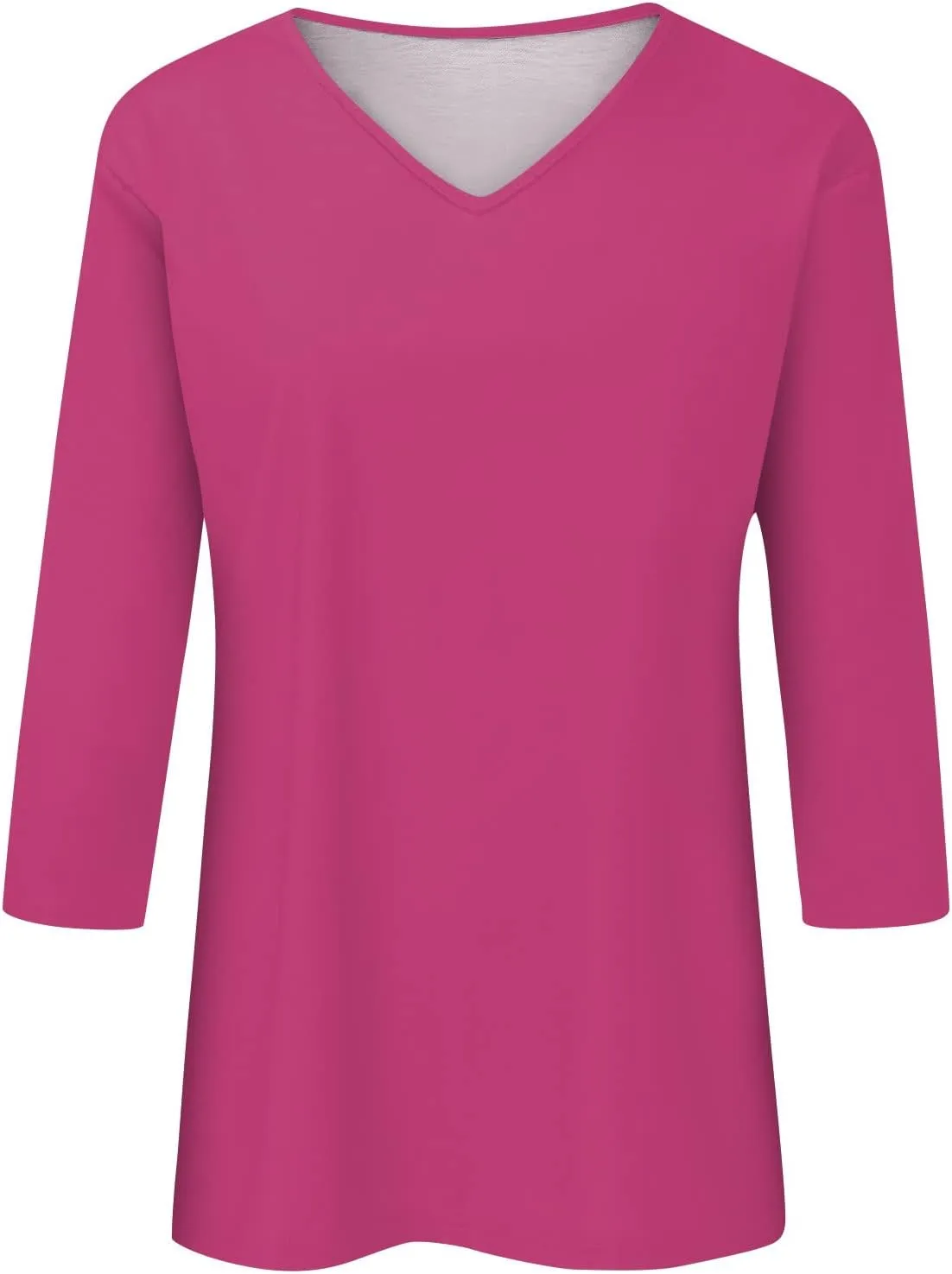 Ladies Tops and Blouses 3/4 Sleeve Basic Plain Tees for Women Wmens Casual Tops White Blouse Women's T-Shirts S-2XL