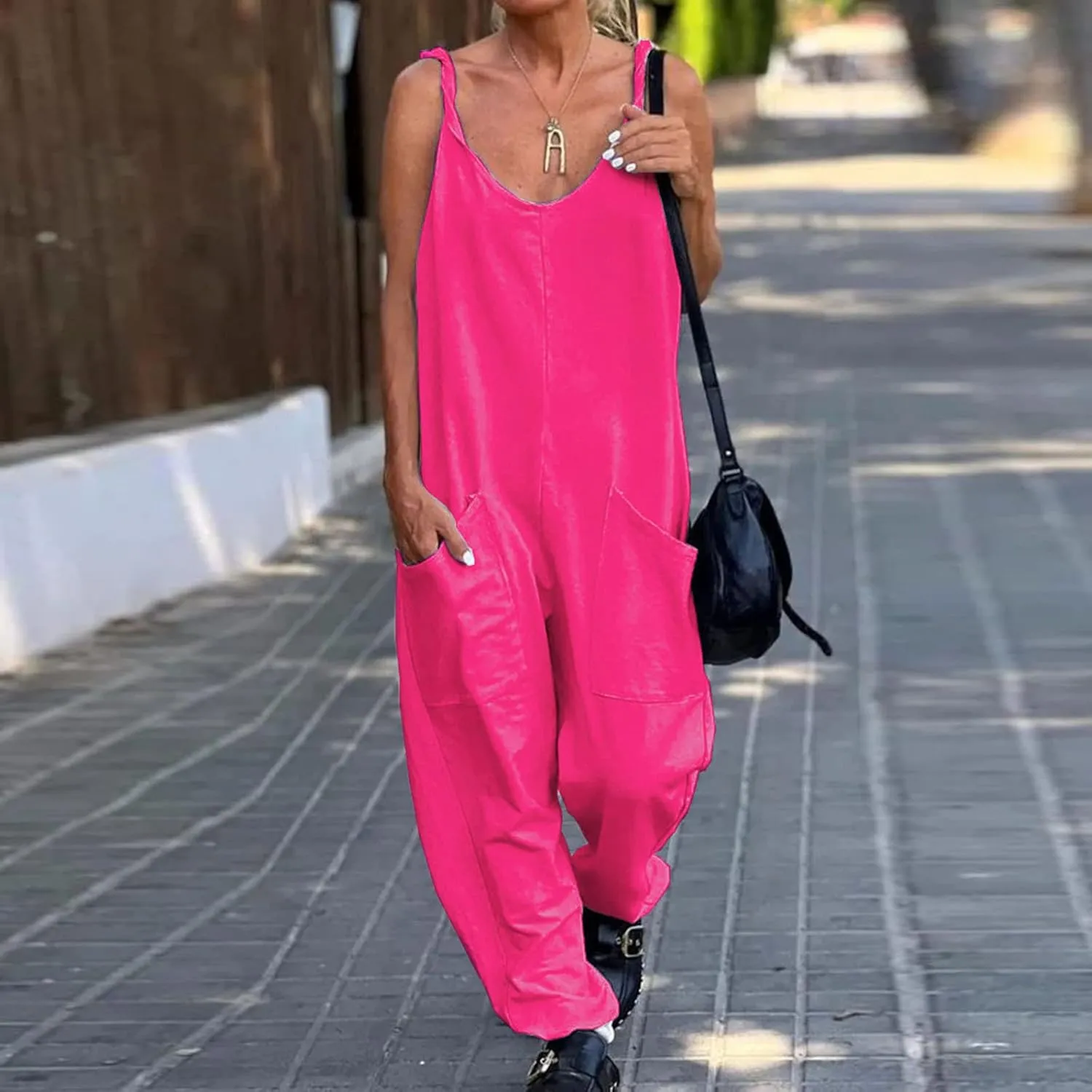 LCMTWX Jumpsuit for Woman Comfortable Shoulder Strap Loose Jumpsuit Pocket Summer Fashion Jumpsuit Jumpsuits Women Jumpsuit