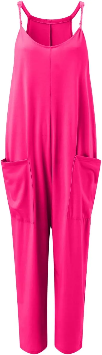 LCMTWX Jumpsuit for Woman Comfortable Shoulder Strap Loose Jumpsuit Pocket Summer Fashion Jumpsuit Jumpsuits Women Jumpsuit