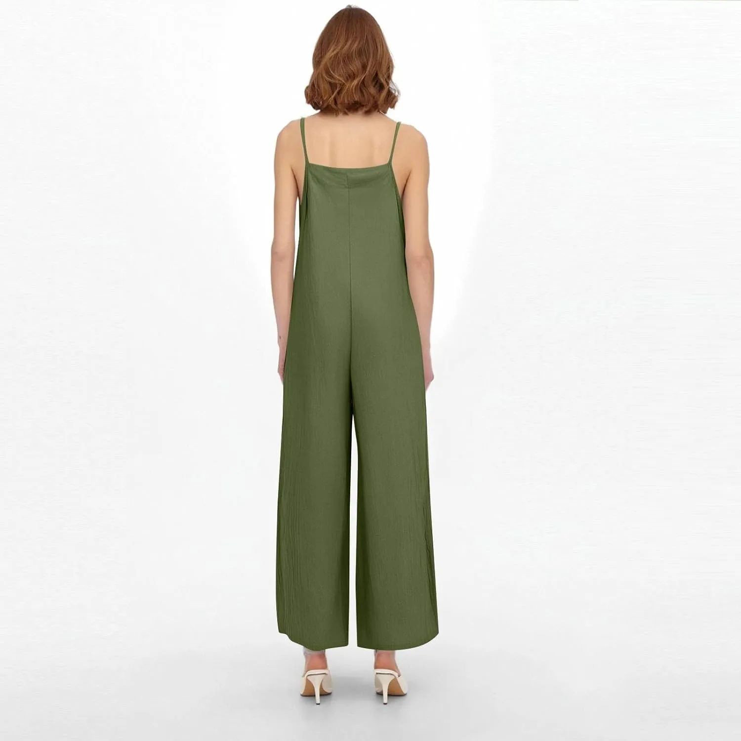 Linen Jumpsuits for Women Adjustable Strap Maternity Jumpsuit Baggy Lightweight Wide Leg One Piece Jumpsuits Pockets
