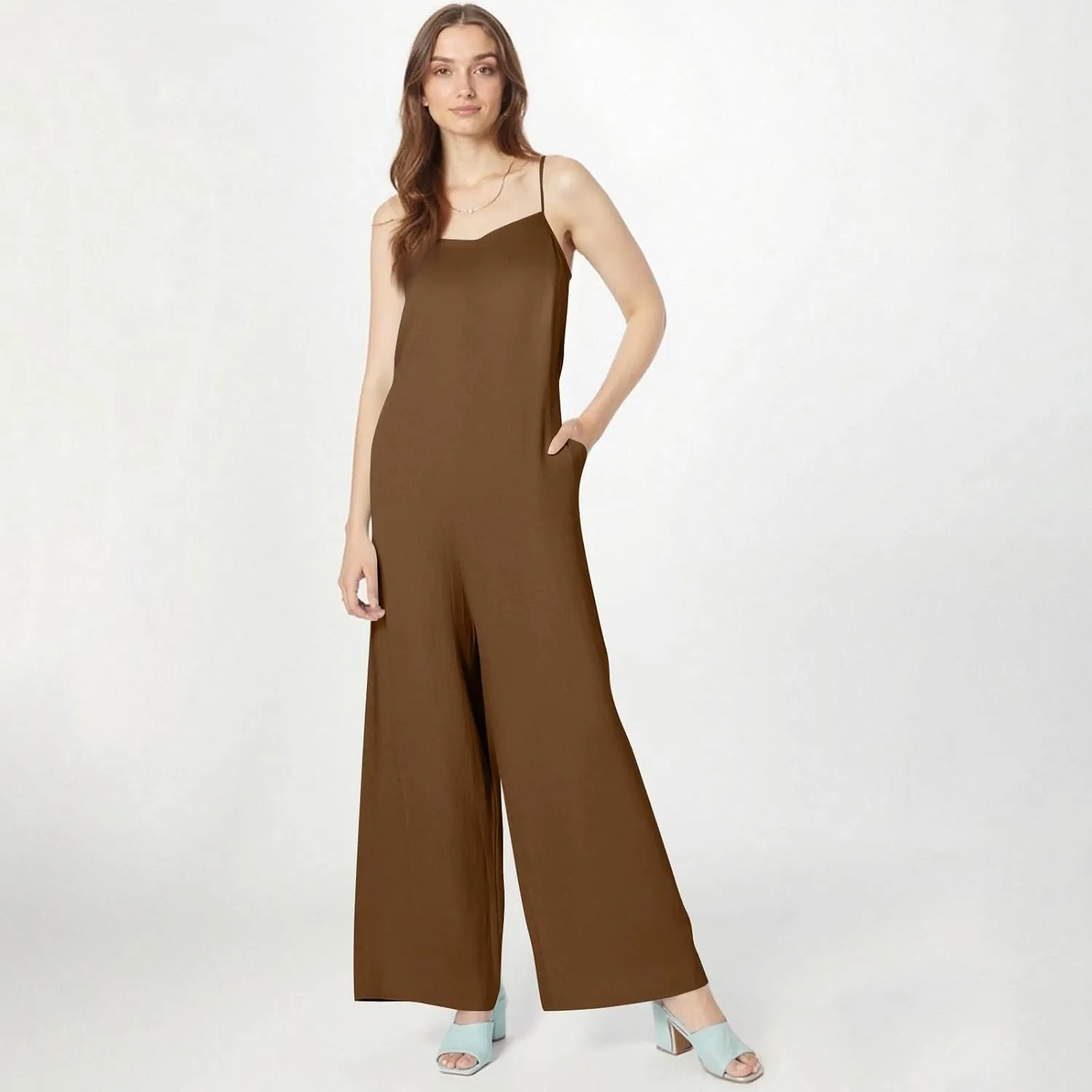 Linen Jumpsuits for Women Adjustable Strap Maternity Jumpsuit Baggy Lightweight Wide Leg One Piece Jumpsuits Pockets