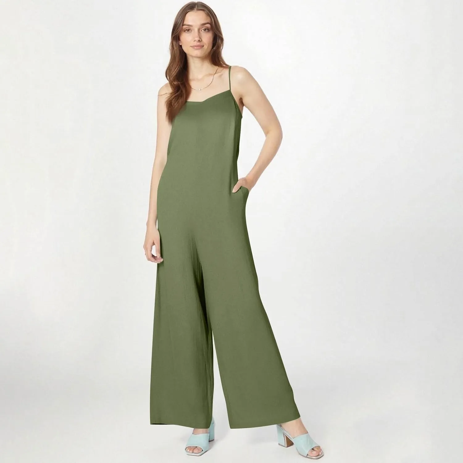 Linen Jumpsuits for Women Adjustable Strap Maternity Jumpsuit Baggy Lightweight Wide Leg One Piece Jumpsuits Pockets