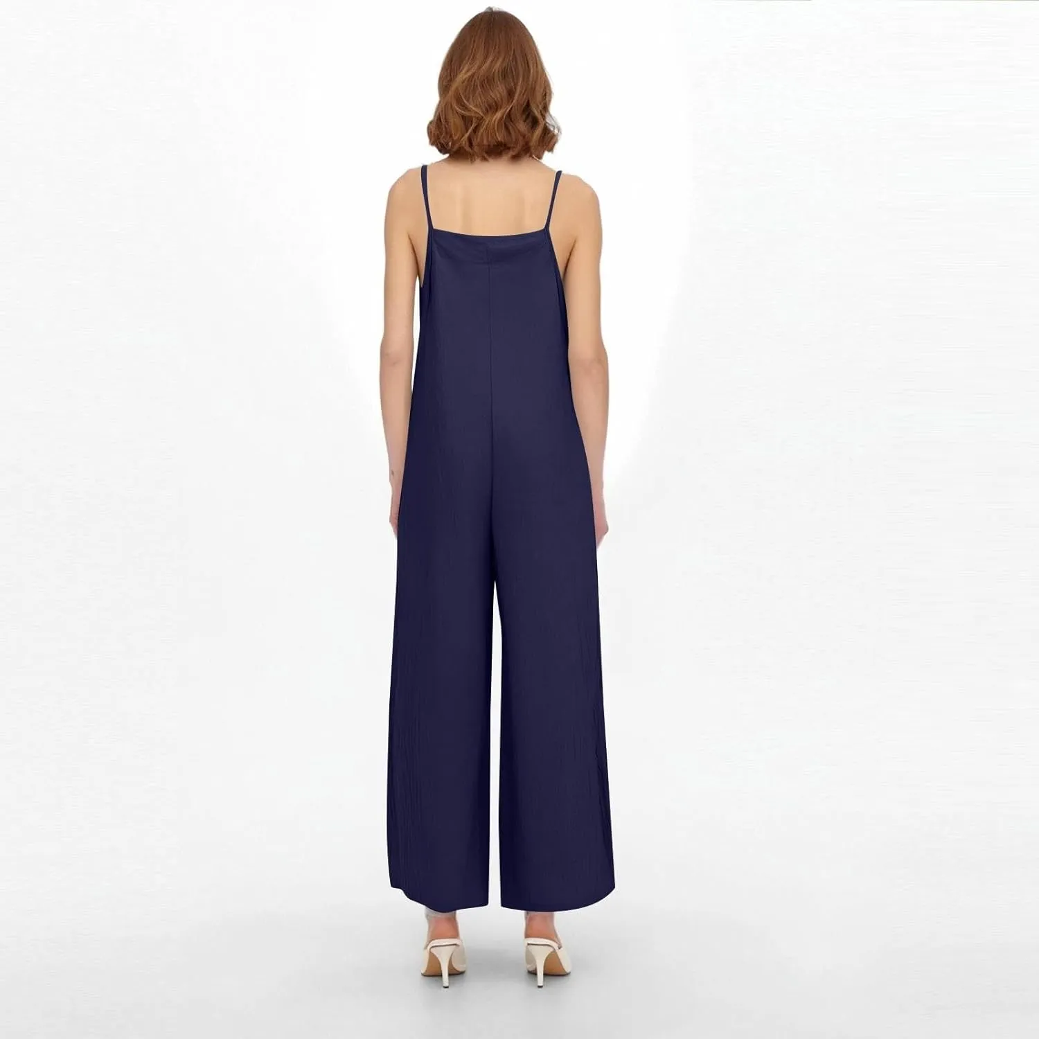 Linen Jumpsuits for Women Adjustable Strap Maternity Jumpsuit Baggy Lightweight Wide Leg One Piece Jumpsuits Pockets