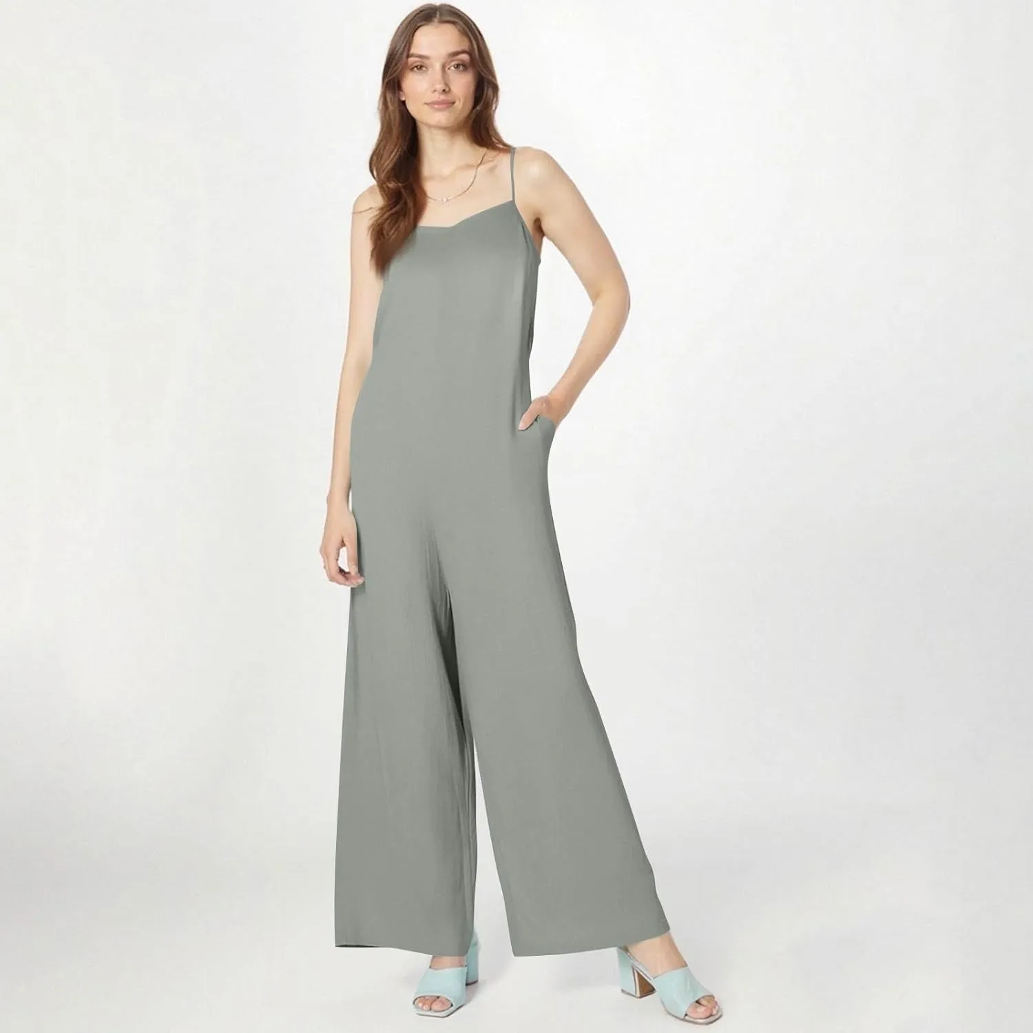 Linen Jumpsuits for Women Adjustable Strap Maternity Jumpsuit Baggy Lightweight Wide Leg One Piece Jumpsuits Pockets