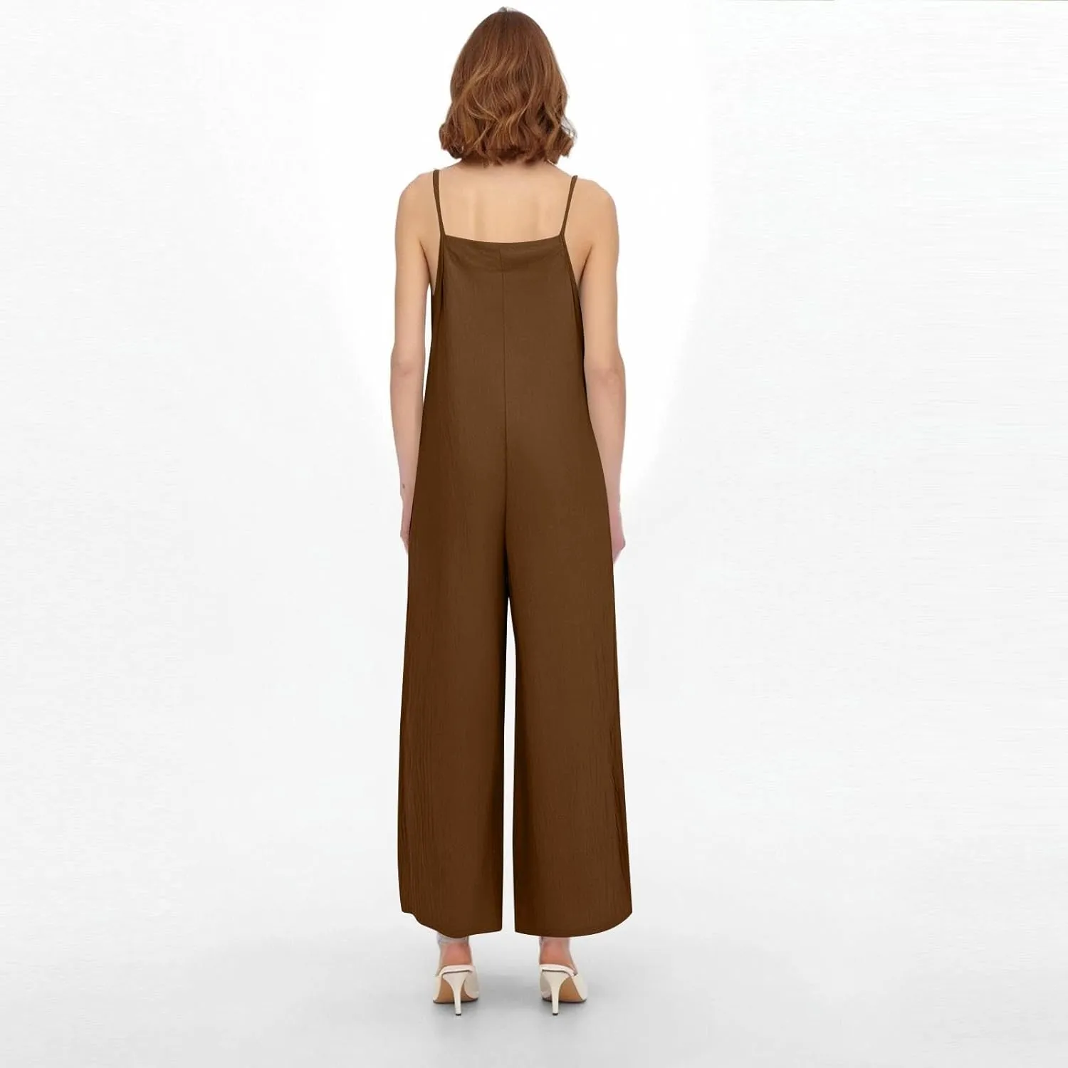 Linen Jumpsuits for Women Adjustable Strap Maternity Jumpsuit Baggy Lightweight Wide Leg One Piece Jumpsuits Pockets
