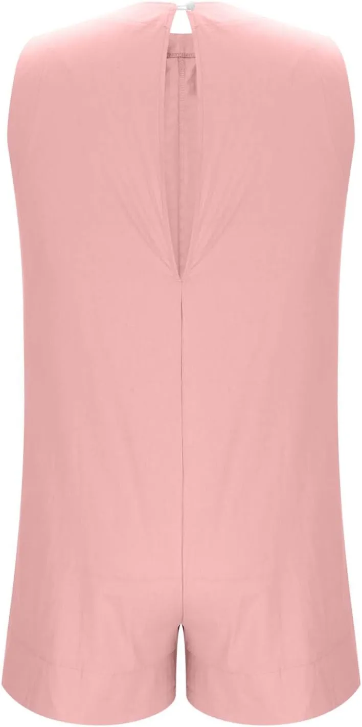 Linen Rompers For Women 2025 Summer Dressy Jumpsuits Casual Shorts Overalls Sexy Sleeveless Beach Romper With Pockets