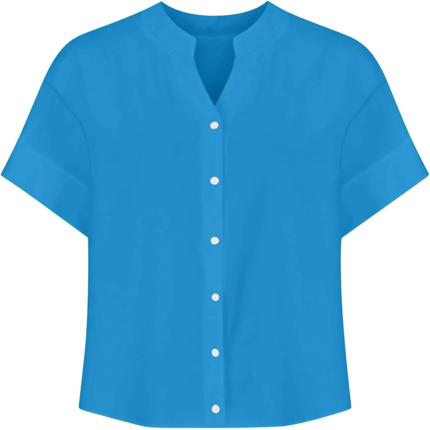Linen Shirts for Women 2025 Summer Button Down Shirts Short Sleeve Collared V Neck Casual Blouses Work Office Tshirts