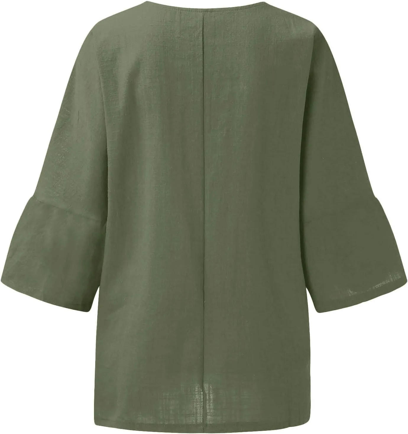 Linen Shirts for Women 3/4 Sleeve Crew Neck Casual Blouse 2024 Oversized Loose Shirt Plus Size Summer Vacation Tees
