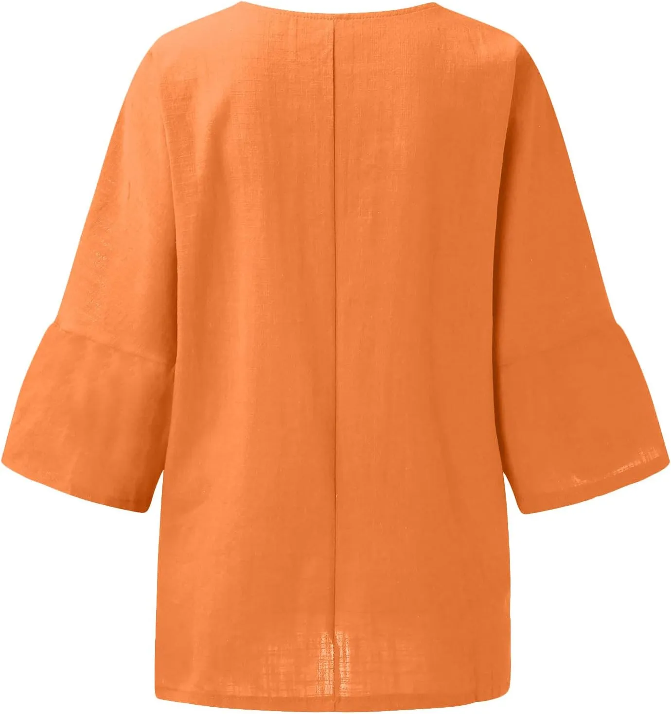 Linen Shirts for Women 3/4 Sleeve Loose Fit Summer Tops Plus Size Crew Neck Blouse Casual Cotton Linen T Shirts