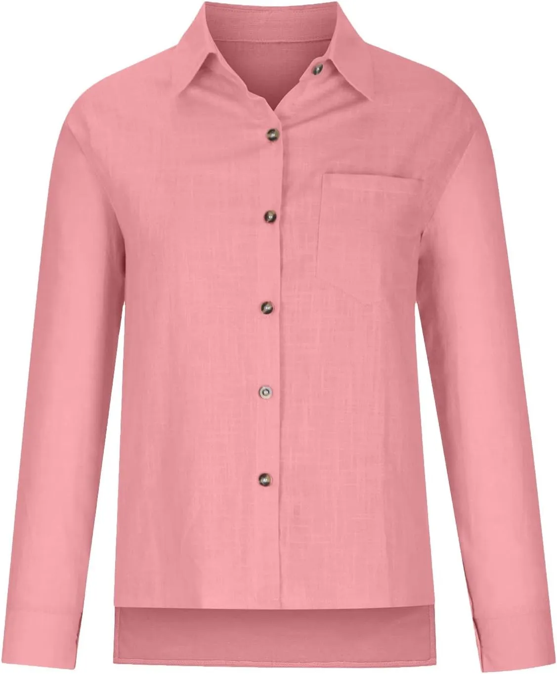Linen Shirts for Women Down Shirt 2025 Spring Casual Long Sleeve Solid Color Shirts Loose Work Tops with Pockets