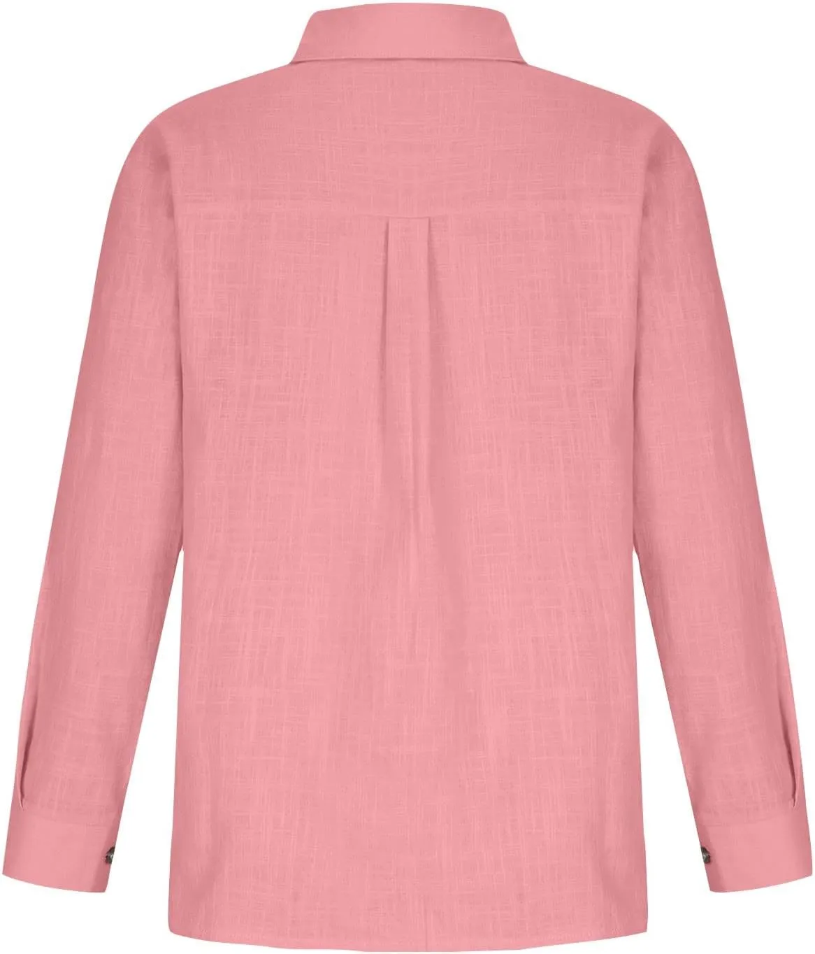 Linen Shirts for Women Down Shirt 2025 Spring Casual Long Sleeve Solid Color Shirts Loose Work Tops with Pockets