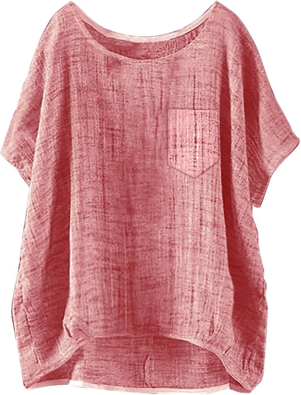 Linen Shirts for Women Summer 2025 Trendy Plus Size Crewneck Short Sleeve Cute Tops Casual Loose Fit Comfy Blouses