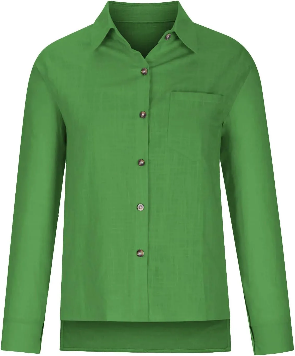 Linen Shirts for Women Summer Long Sleeve Lapel Button Down Shirt Lightweight Gauze Tops Loose Casual Blouses Clothes