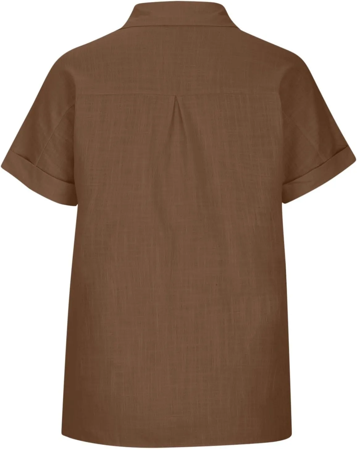 Linen Shirts for Women Trendy V Neck Loose Tee Casual Solid Color Tops With Pocket Lapel Blouses Short Sleeve Outfits