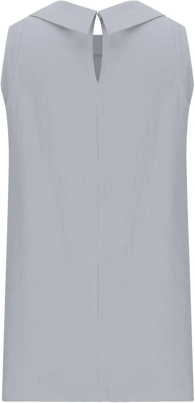 Linen Tank Top for Women 2025 Summer Casual Shirt Cotton Solid Sleeveless Beach Tops Fashion Lapel Vacation Clothes