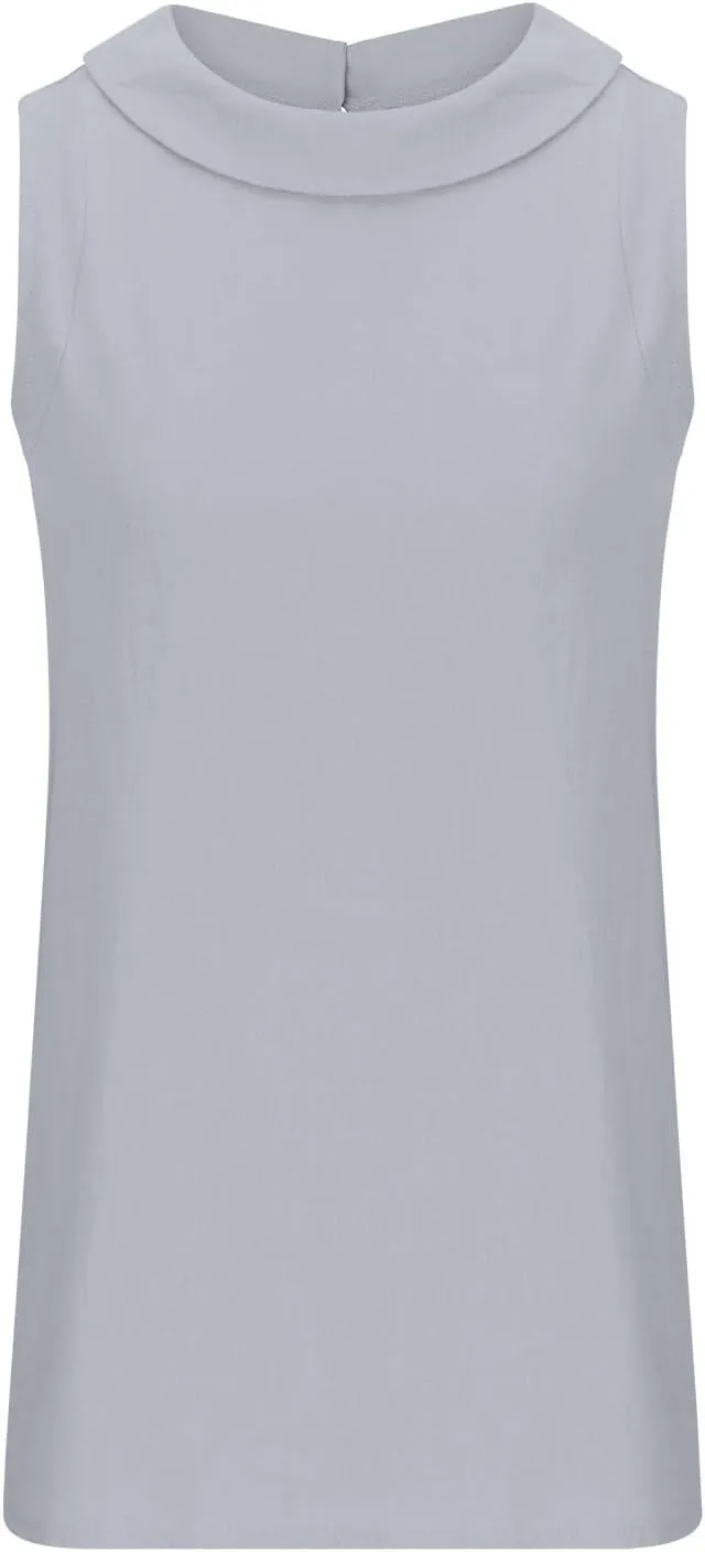 Linen Tank Top for Women 2025 Summer Casual Shirt Cotton Solid Sleeveless Beach Tops Fashion Lapel Vacation Clothes