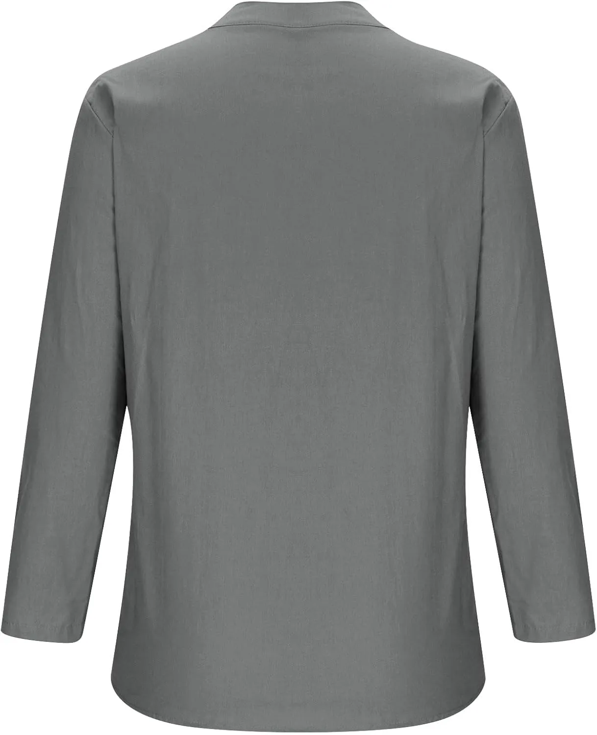 Linen Tops for Women Plus Sized Long Sleeve V-Neck Blouse Tops Casual Solid Color Spring Oclothes