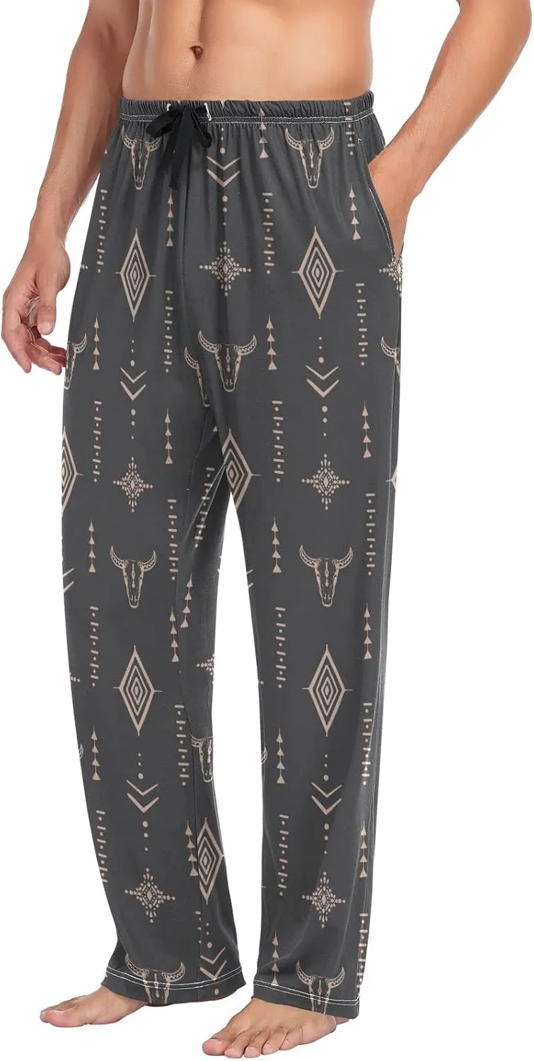 linqin Men's Pajama Pant Comfy Soft Lounge Sleep Pants Amanita Mushroom Seamless Pattern Design Pajama Bottoms