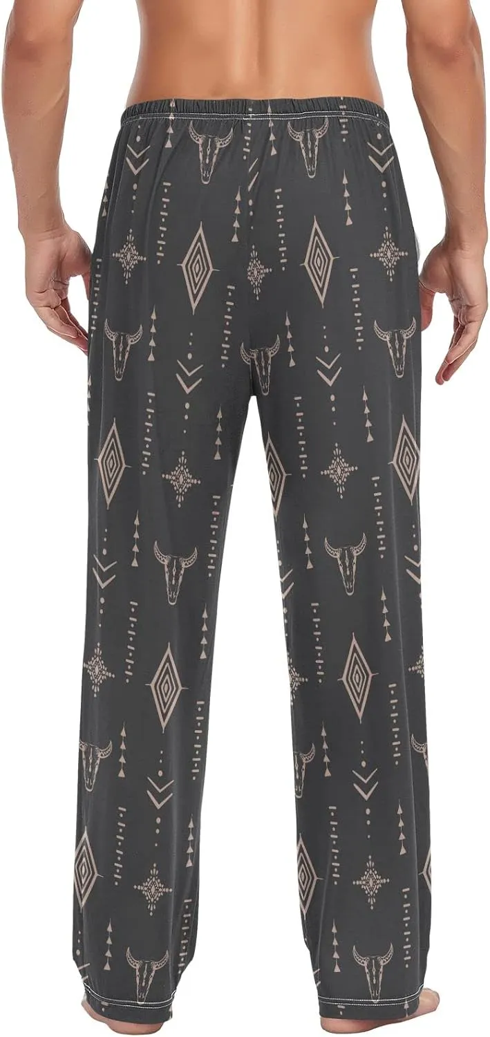 linqin Men's Pajama Pant Comfy Soft Lounge Sleep Pants Amanita Mushroom Seamless Pattern Design Pajama Bottoms
