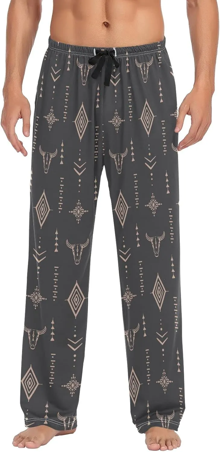 linqin Men's Pajama Pant Comfy Soft Lounge Sleep Pants Amanita Mushroom Seamless Pattern Design Pajama Bottoms