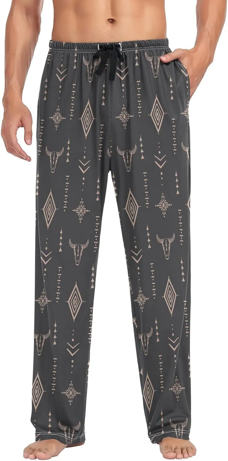 linqin Men's Pajama Pant Comfy Soft Lounge Sleep Pants Amanita Mushroom Seamless Pattern Design Pajama Bottoms