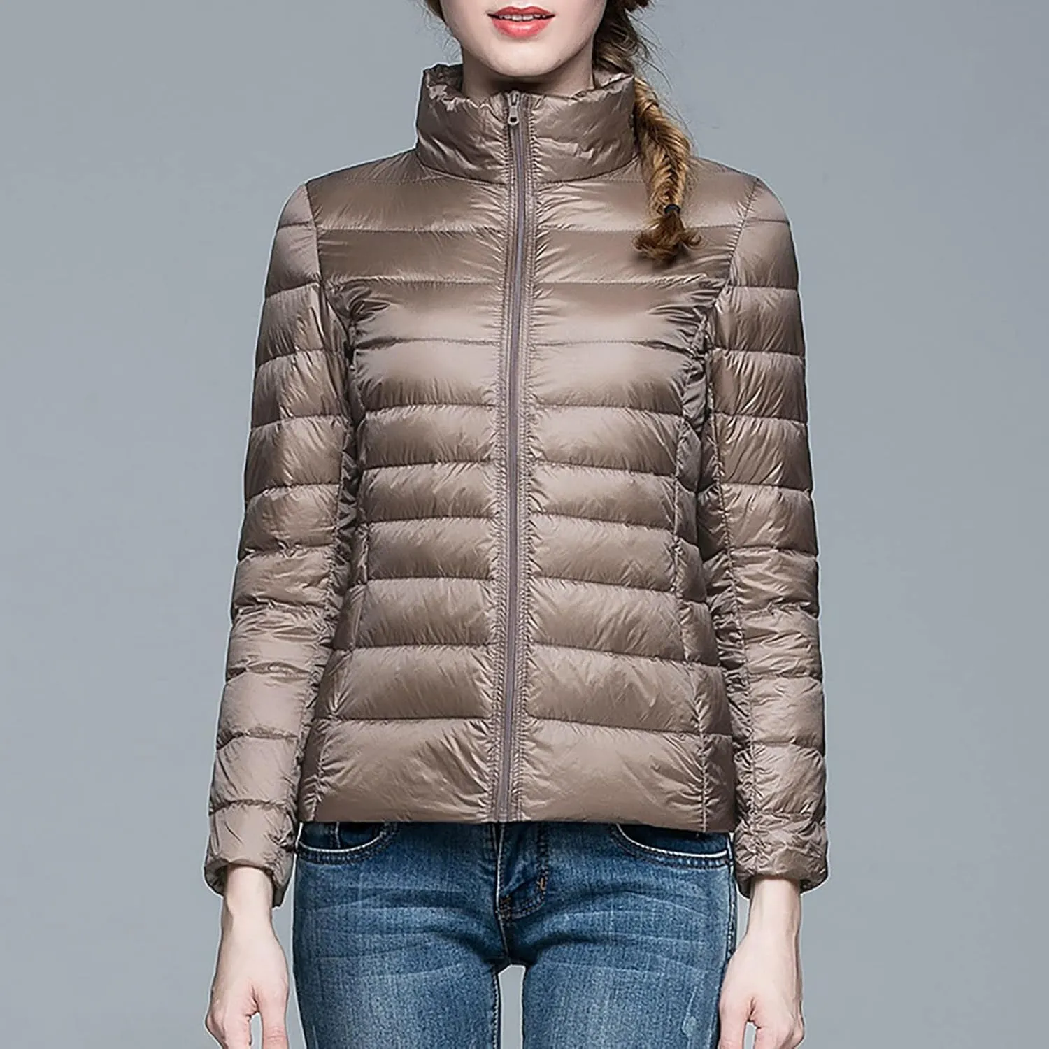 Long Down Coats for Women Stand Collar Skimpy Winter Lightweight Puffer Jackets Bubble Coats Down Jacket Women