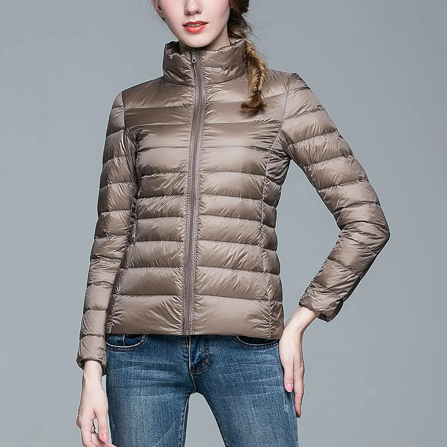 Long Down Coats for Women Stand Collar Skimpy Winter Lightweight Puffer Jackets Bubble Coats Down Jacket Women