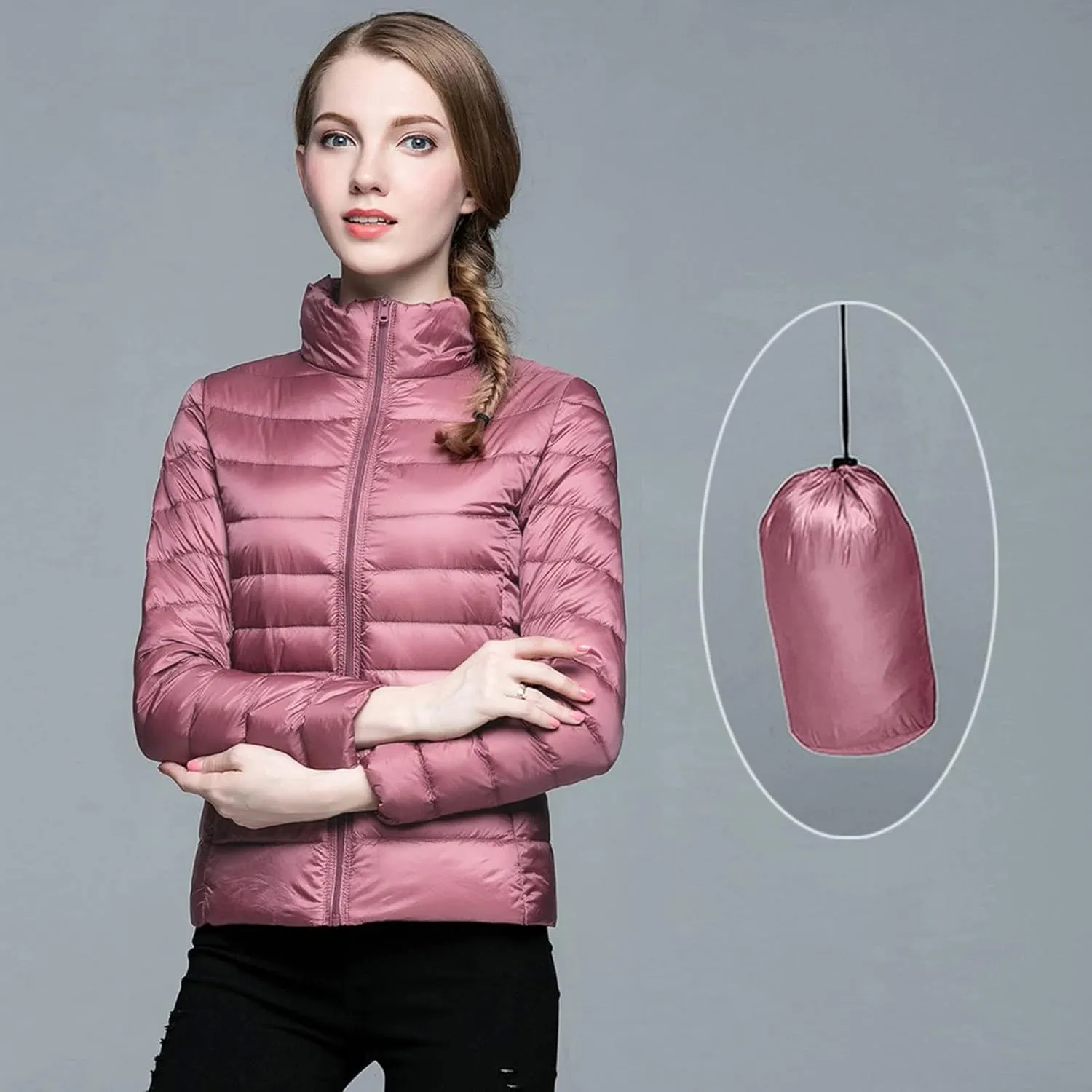 Long Down Coats for Women Stand Collar Skimpy Winter Lightweight Puffer Jackets Bubble Coats Down Jacket Women