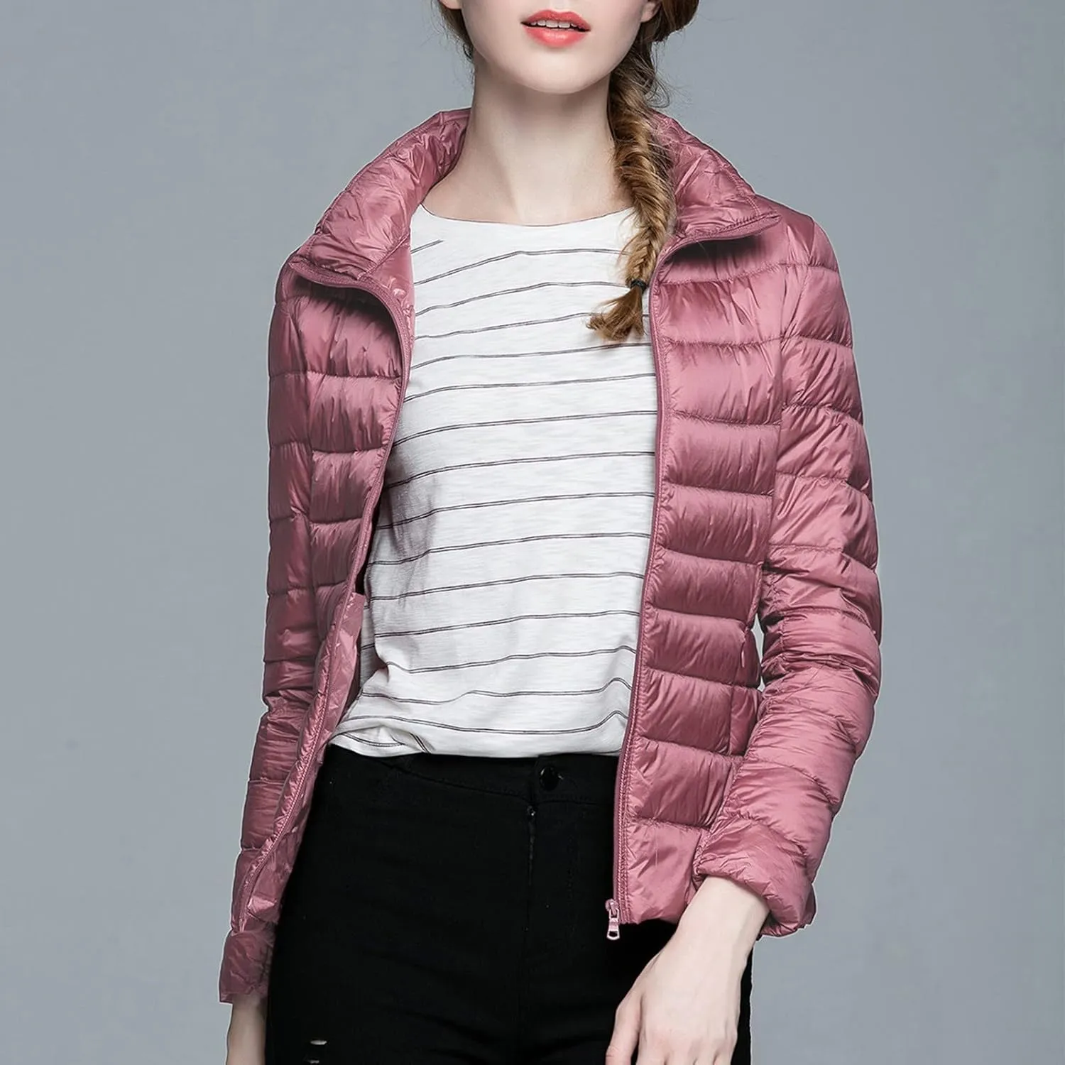 Long Down Coats for Women Stand Collar Skimpy Winter Lightweight Puffer Jackets Bubble Coats Down Jacket Women