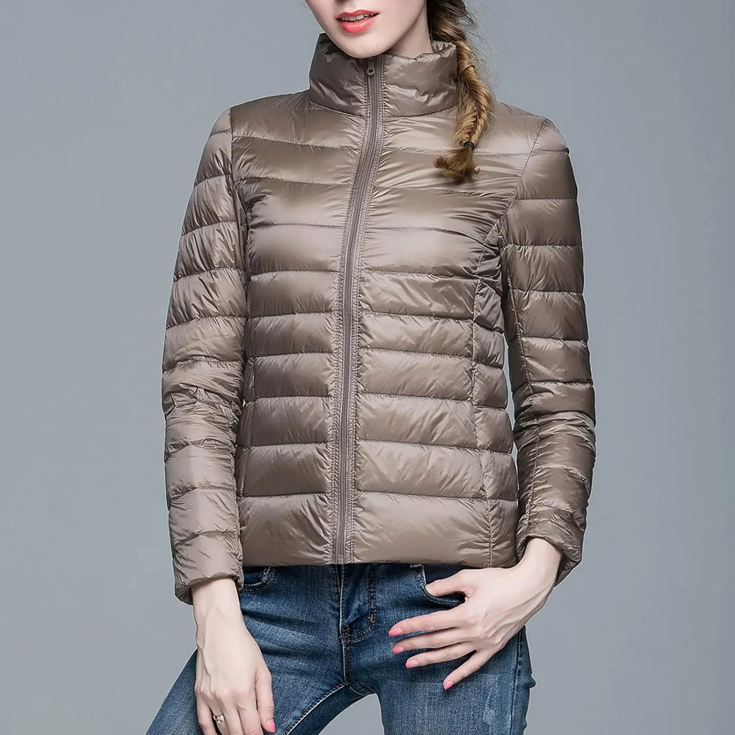 Long Down Coats for Women Stand Collar Skimpy Winter Lightweight Puffer Jackets Bubble Coats Down Jacket Women