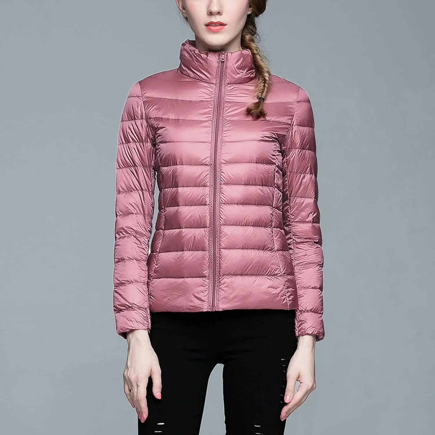 Long Down Coats for Women Stand Collar Skimpy Winter Lightweight Puffer Jackets Bubble Coats Down Jacket Women