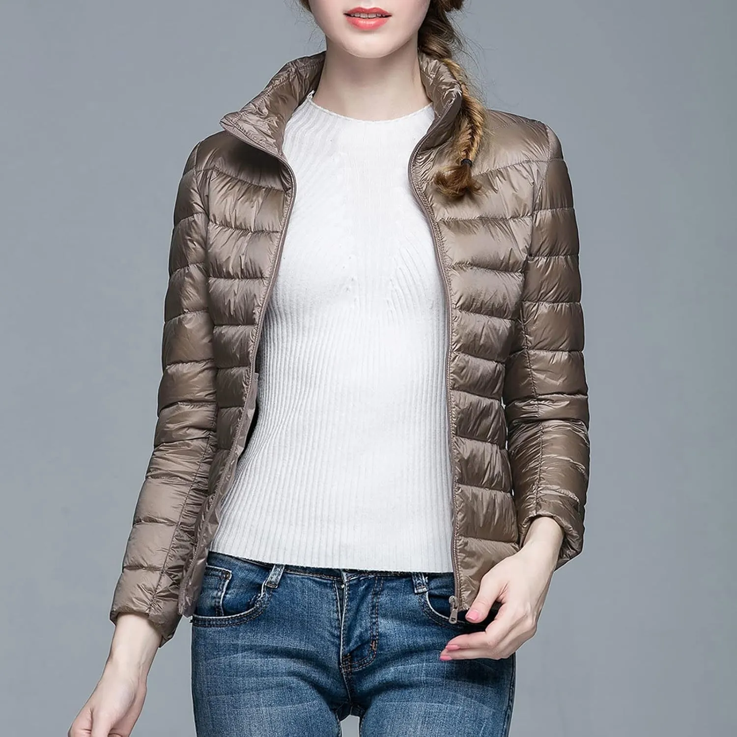 Long Down Coats for Women Stand Collar Skimpy Winter Lightweight Puffer Jackets Bubble Coats Down Jacket Women