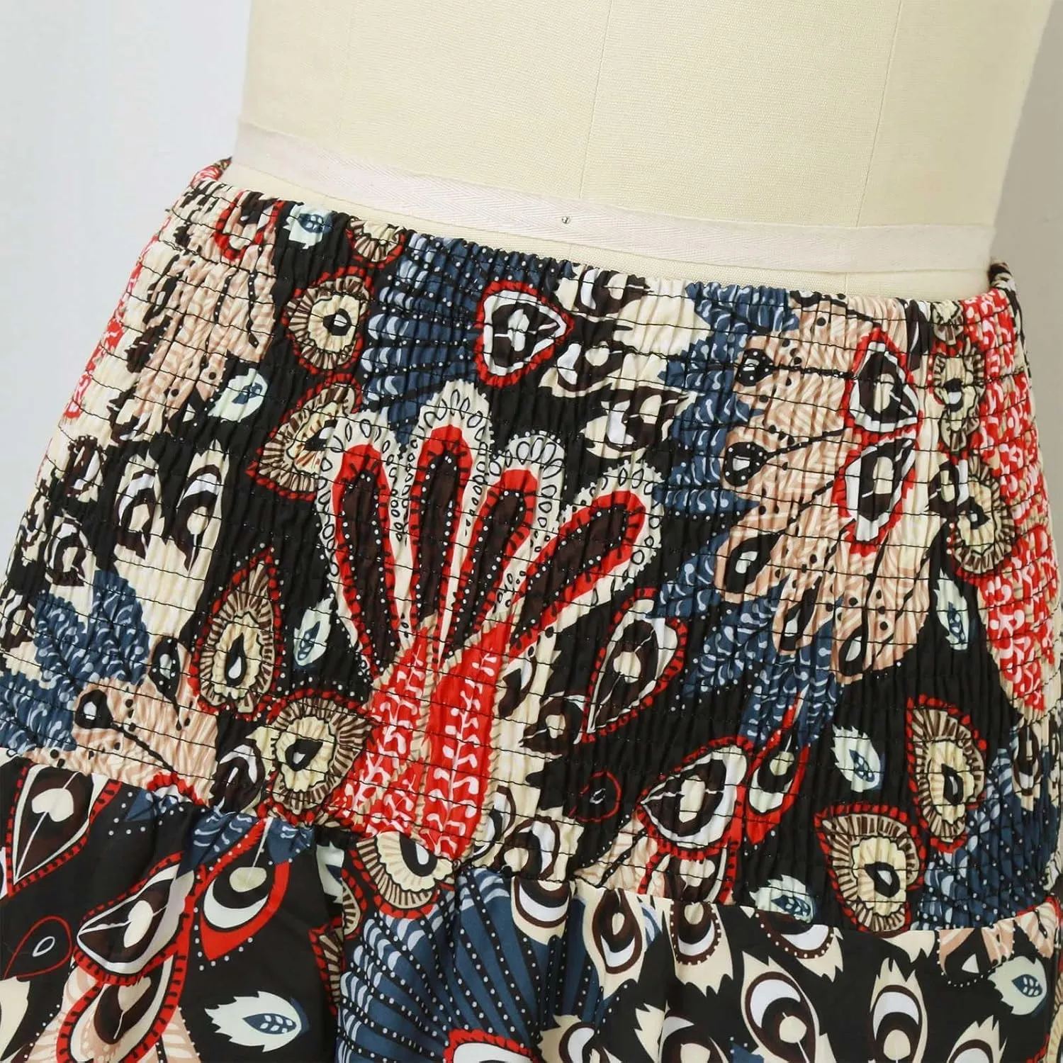 Long Skirts for Women Summer Bohemian Lace Up Floral Print Flowy Long Skirt Beach Casual Maxi Skorts Vacation