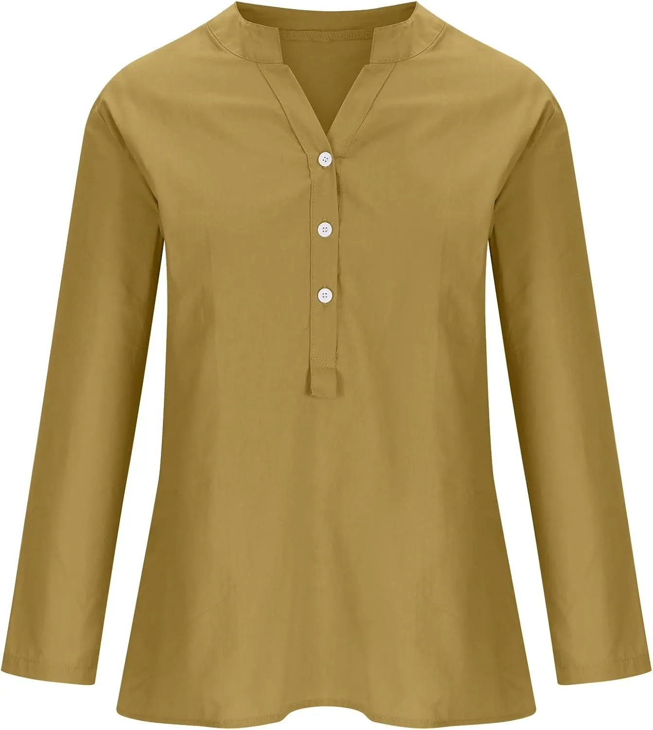 Long Sleeve Shirts for Women Cotton Linen Oversized Shirt Button up V Neck Blouse Spring and Summer Casual Tops 2025
