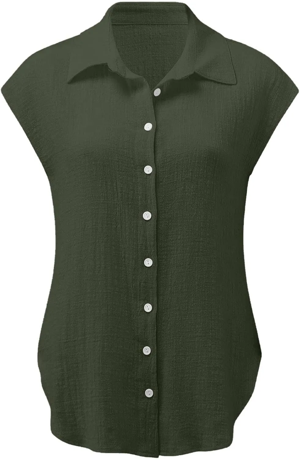 LRMQS Linen Shirts for Women Summer 2024 Button Down Lapel Cap Sleeve Shirt Tops Casual Beach Trendy Cotton Gauze Clothing