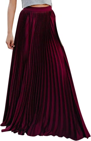 Maxi Skirt Women's 2024 Summer Boho Elastic High Waist Maxi Skirt A-Line Flowy Ruffle Tiered Long Beach Skirts