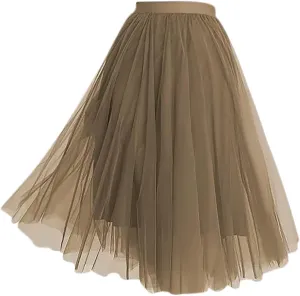 Maxi Skirts for Women Summer Vacation Lightweight Sheer Mesh A-Line Pleated Casual Long Skirts Trendy Streetwear