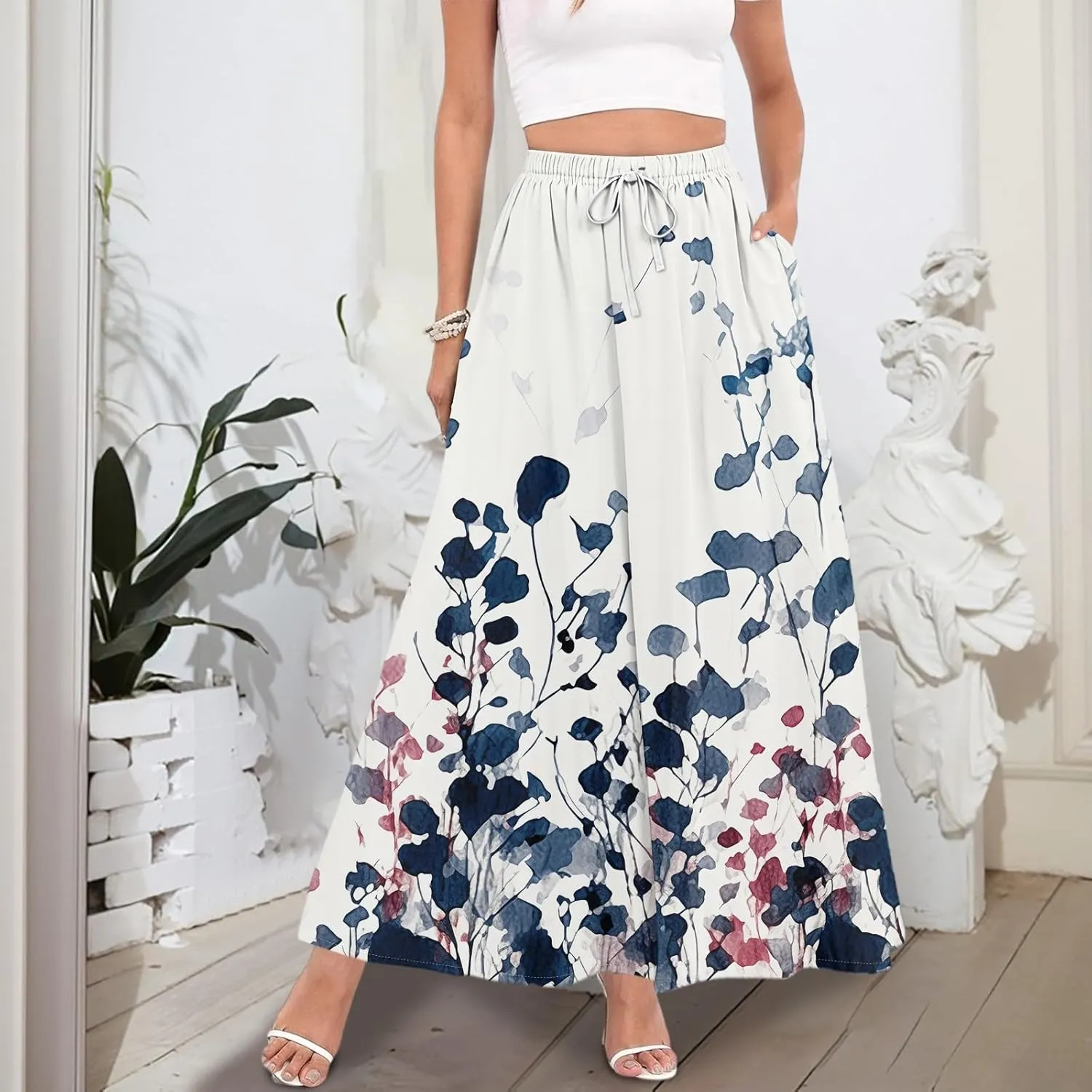Maxi Women's Skirts, Summer Casual Elegantes Beach Vacation Womens Skirts