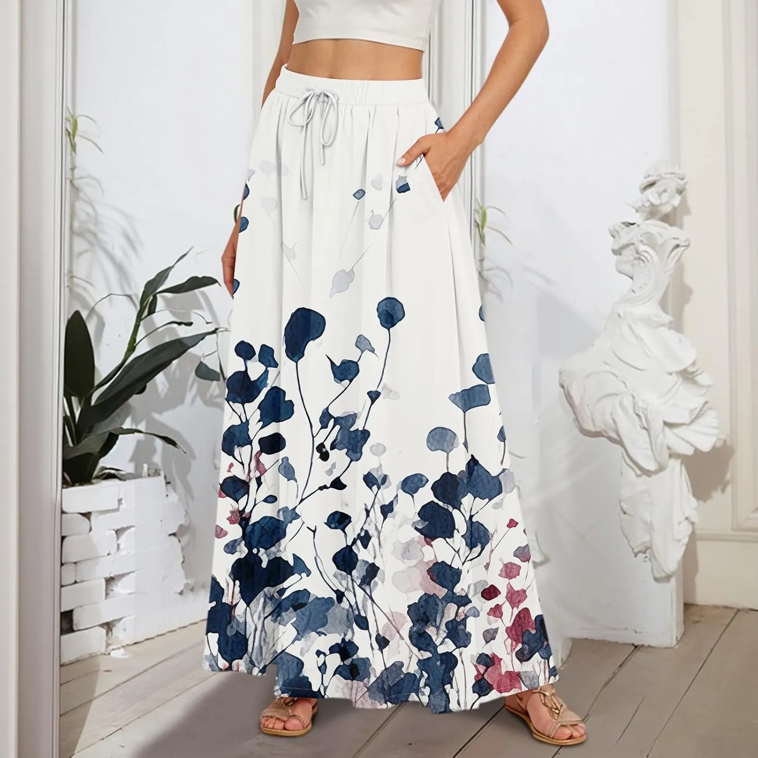 Maxi Women's Skirts, Summer Casual Elegantes Beach Vacation Womens Skirts