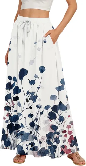 Maxi Women's Skirts, Summer Casual Elegantes Beach Vacation Womens Skirts